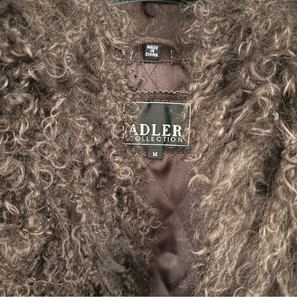 Y2K Genuine Suede Leather Chocolate Brown long Coat with suede stitch Lamb Fur - Picture 4 of 11